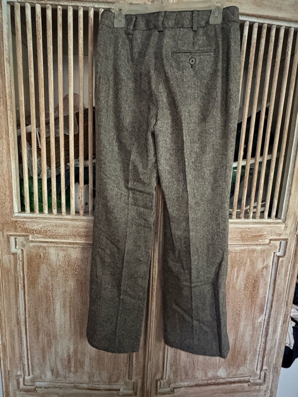 Michael Kors Gray Herringbone Tailored Straight-Leg Trousers - Picture 7 of 10